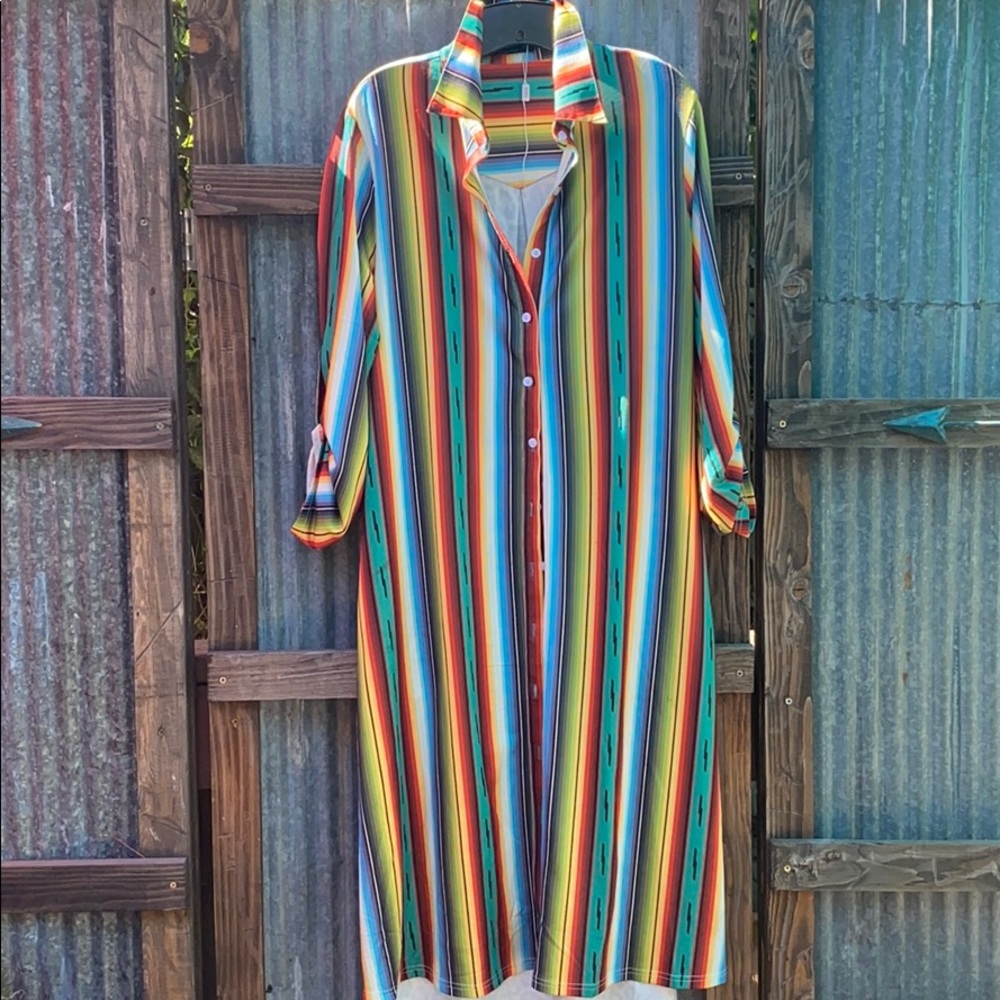 Serape-Cheetah Leopard Print Western Duster/Dress